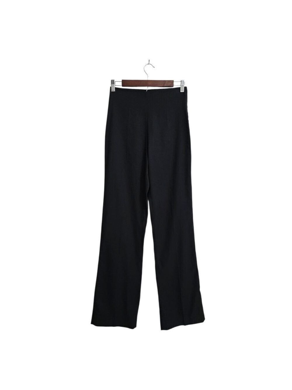 Lauren Vidal Paris High Rise Flat Front Straight Leg Pants In Black Sz 4 (T1)